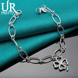 925 Silver Clover Chain Bracelet Wedding Jewelry