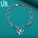 925 Silver Clover Chain Bracelet Wedding Jewelry