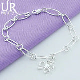 925 Silver Clover Chain Bracelet Wedding Jewelry