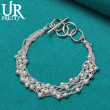 925 Sterling Silver Frosted Ball Ot Chain Bracelet For Man Women