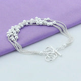 925 Silver Frosted Ball Chain Bracelet Wedding Party Jewelry Gift