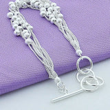 925 Silver Frosted Ball Chain Bracelet Wedding Party Jewelry Gift