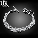925 Silver Frosted Bead Chain Grapes Bracelet Women Wedding Jewelry