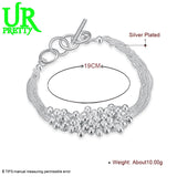 925 Silver Frosted Bead Chain Grapes Bracelet Women Wedding Jewelry