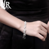925 Silver Frosted Bead Chain Grapes Bracelet Women Wedding Jewelry