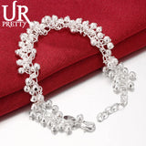925 Silver Frosted Ball Chain Bracelet for Wedding Party