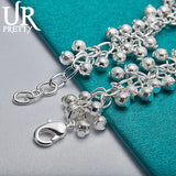 925 Silver Frosted Ball Chain Bracelet for Wedding Party