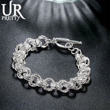 925 Silver Circle Chain Bracelet for Wedding Engagement Party