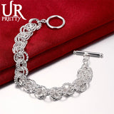 925 Silver Circle Chain Bracelet for Wedding Engagement Party