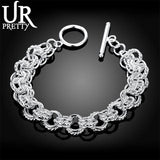 925 Silver Circle Chain Bracelet for Wedding Engagement Party