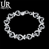 925 Silver Heart Chain Bracelet Wedding Engagement Party Charm