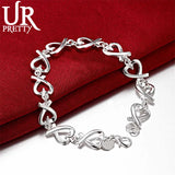 925 Silver Heart Chain Bracelet Wedding Engagement Party Charm