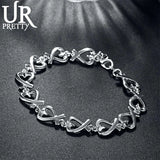 925 Silver Heart Chain Bracelet Wedding Engagement Party Charm