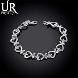 925 Silver Heart Chain Bracelet Wedding Engagement Party Charm