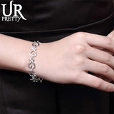 925 Silver Heart Chain Bracelet Wedding Engagement Party Charm