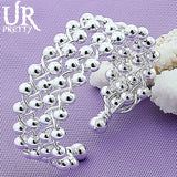 925 Sterling Silver Smooth Beads Bangle Bracelet