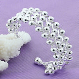 925 Sterling Silver Smooth Beads Bangle Bracelet