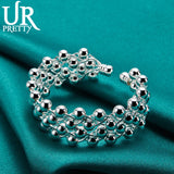 925 Silver Smooth Beads Bangle Bracelet for Women