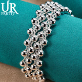 925 Silver Smooth Beads Bangle Bracelet for Women