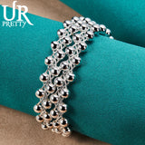 925 Silver Smooth Beads Bangle Bracelet for Women
