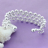925 Sterling Silver Smooth Beads Bangle Bracelet