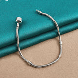 925 Silver Geometric Chain Bracelet Women Wedding Engagement Charm Jewelry Gift