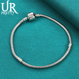 925 Silver Geometric Chain Bracelet Women Wedding Engagement Charm Jewelry Gift