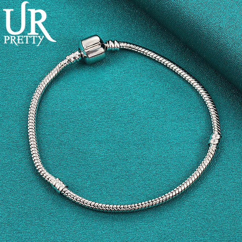 925 Silver Geometric Chain Bracelet Women Wedding Engagement Charm Jewelry Gift