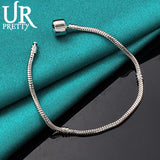 925 Silver Geometric Chain Bracelet Women Wedding Engagement Charm Jewelry Gift