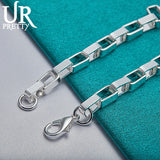 925 Silver Grid Chain Bracelet for Women Wedding Charm Jewelry