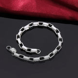 925 Silver Grid Chain Bracelet Wedding Jewelry