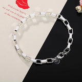 925 Silver Grid Chain Bracelet Wedding Jewelry