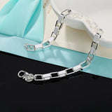 925 Silver Grid Chain Bracelet Wedding Jewelry