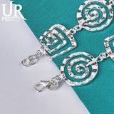 925 Sterling Silver Geometric Square Chain Bracelet Wedding Jewelry