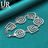 925 Silver Square Thread Chain Bracelet for Party Wedding