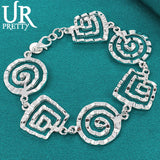 925 Silver Square Thread Chain Bracelet for Party Wedding