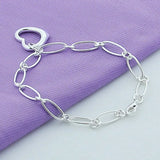 925 Silver Heart Pendant Bracelet For Women Charm Jewelry