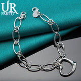 925 Silver Heart Pendant Bracelet For Women Charm Jewelry