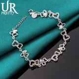 925 Silver Heart To Heart Chain Bracelet for Women