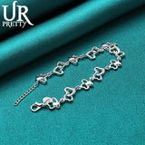 925 Silver Heart To Heart Hollow Chain Bracelet Women Wedding Jewelry