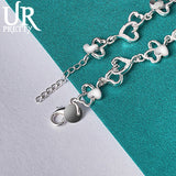 925 Silver Heart To Heart Hollow Chain Bracelet Women Wedding Jewelry