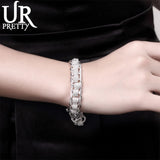 925 Silver Lady Bracelet with Circle Charms Jewelry Wedding Gift