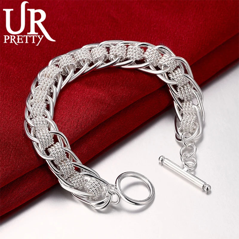 925 Silver Lady Bracelet with Circle Charms Jewelry Wedding Gift