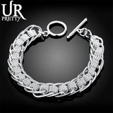 925 Silver Lady Bracelet with Circle Charms Jewelry Wedding Gift