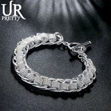 925 Silver Lady Bracelet with Circle Charms Jewelry Wedding Gift