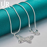 925 Silver Butterfly Necklace Snake Chain Wedding Jewelry