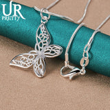 925 Silver Butterfly Necklace Snake Chain Wedding Jewelry