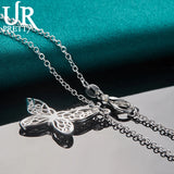925 Silver Butterfly Necklace Snake Chain Wedding Jewelry