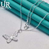 925 Silver Butterfly Necklace Snake Chain Wedding Jewelry