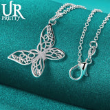 925 Silver Butterfly Necklace Snake Chain Wedding Jewelry